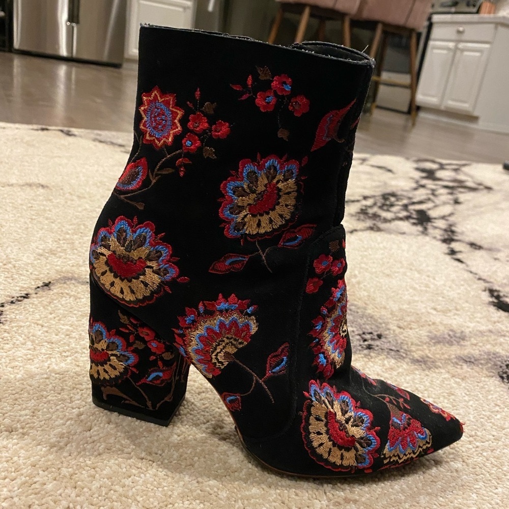 Loeffler Randall embroidered zip booties